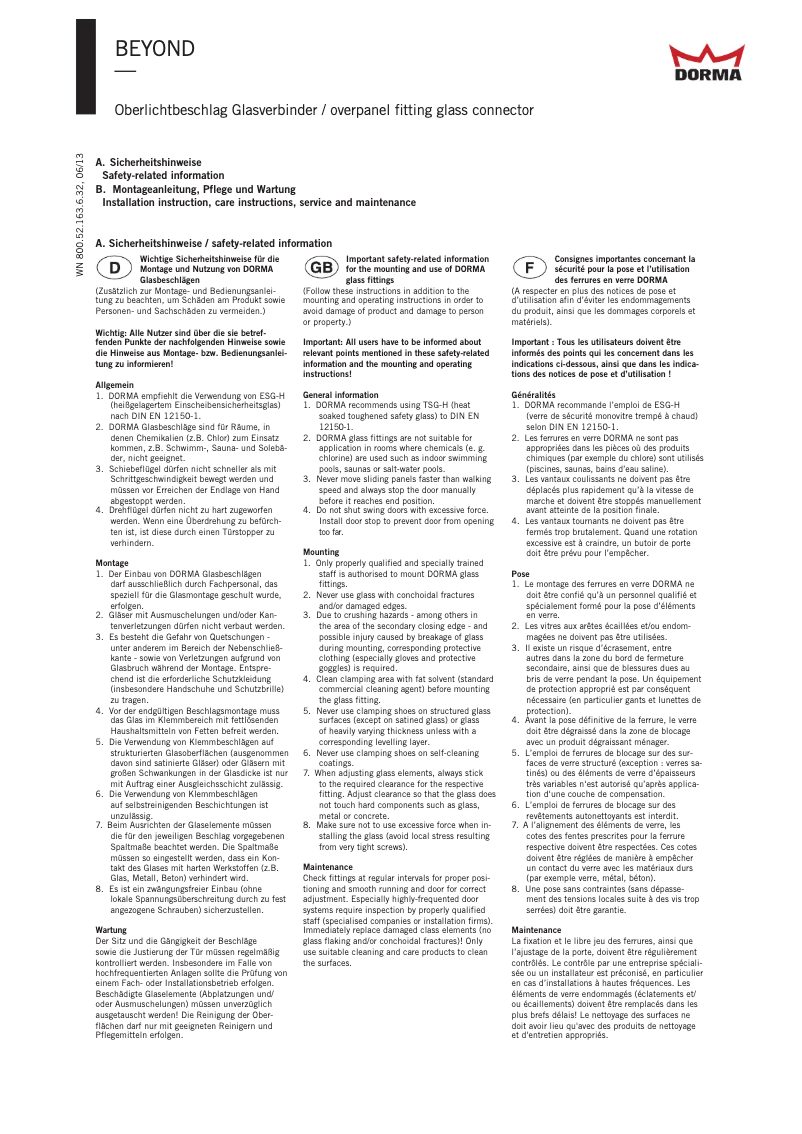 Page 1 of the manual User Manual Dormakaba Beyond