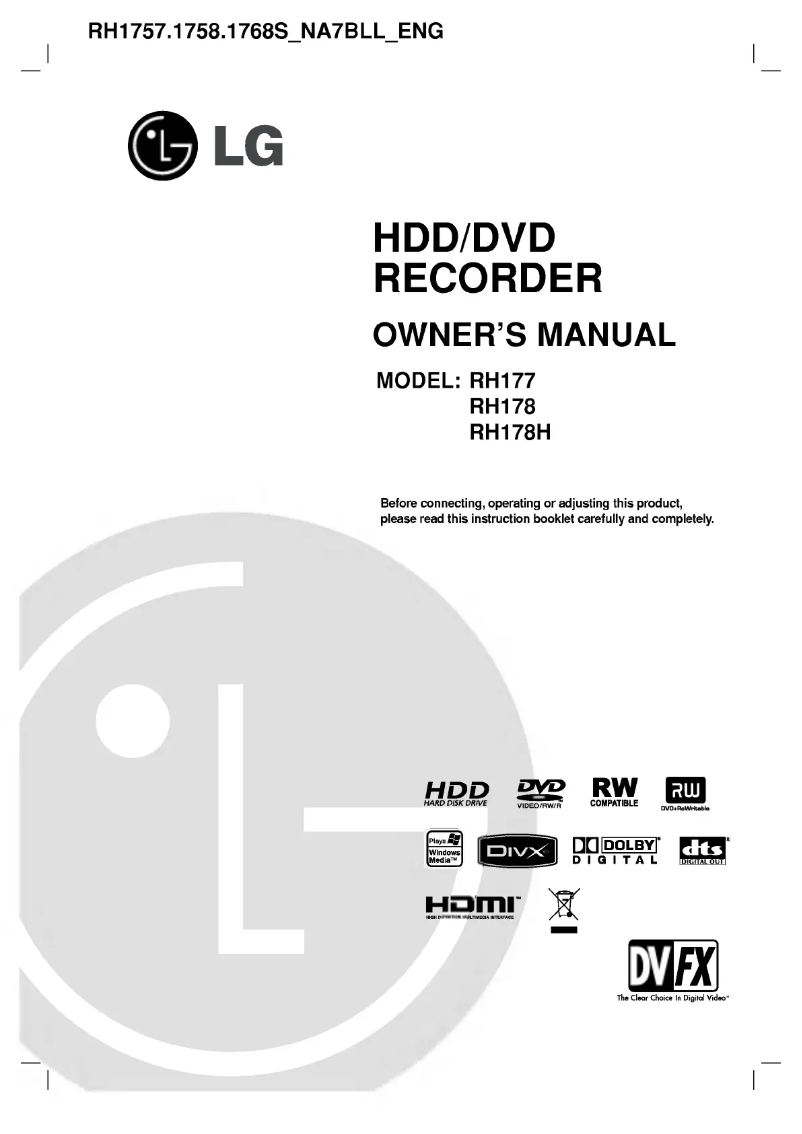 Page n°1 - Manuel utilisateur LG RH178
