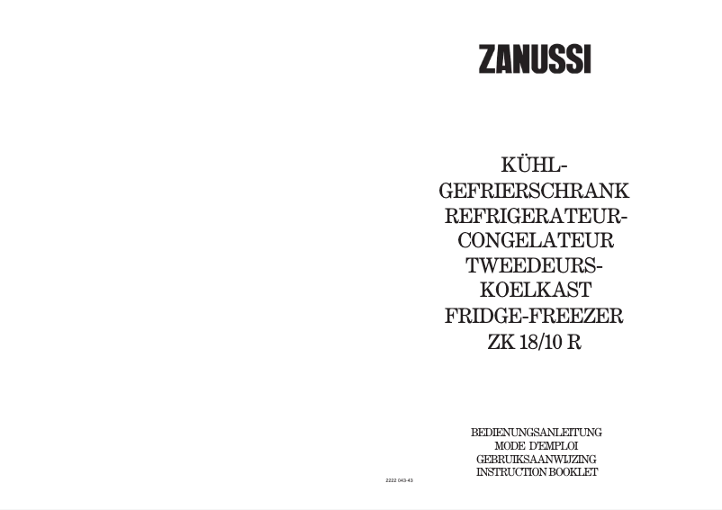 Page n°1 - Manuel utilisateur Zanussi ZK 18 10R