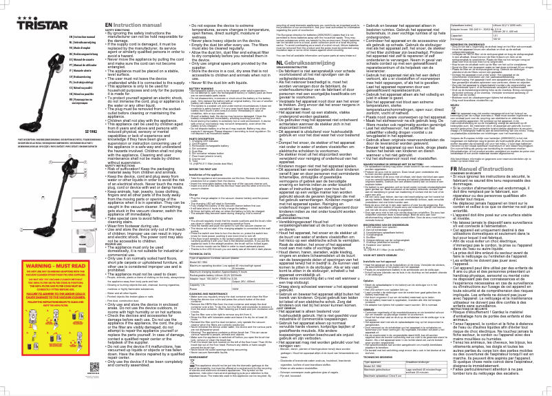 Page n°1 - Manuel utilisateur TriStar SZ-1982