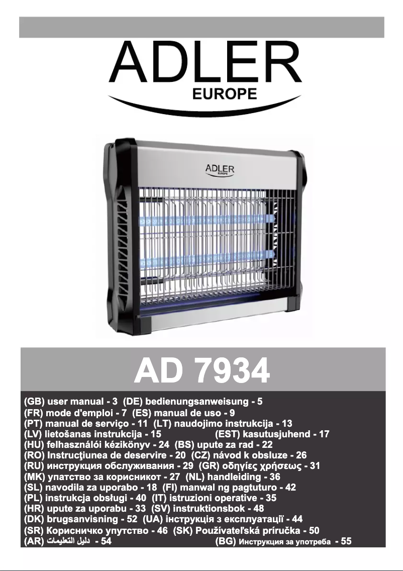 Page 1 de la notice Manuel utilisateur Adler AD 7934