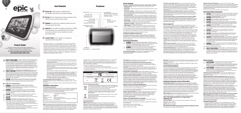 Page 1 de la notice Manuel utilisateur Leap Frog Epic Academy Edition
