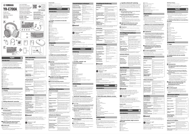 Page n°1 - Manuel utilisateur Yamaha YH-E700A