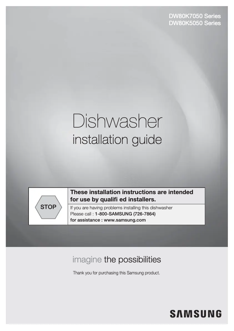 Page n°1 - Guide d'installation Samsung DW80K7050US