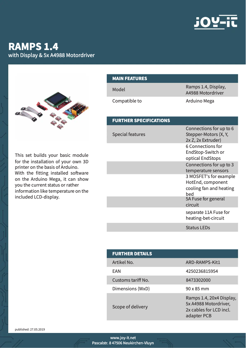 Page n°1 - Fiche technique Joy-It ARD--Kit1