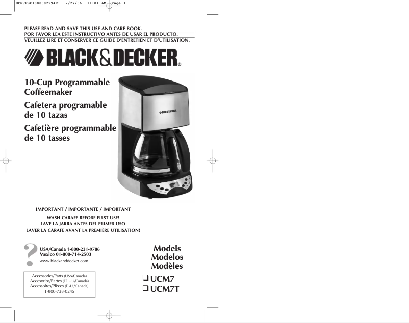 Page 1 de la notice Manuel utilisateur Black & Decker UCM7T