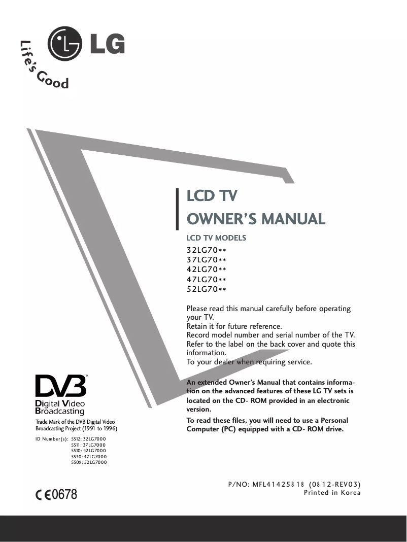 Page n°1 - Manuel utilisateur LG 327000.AEU