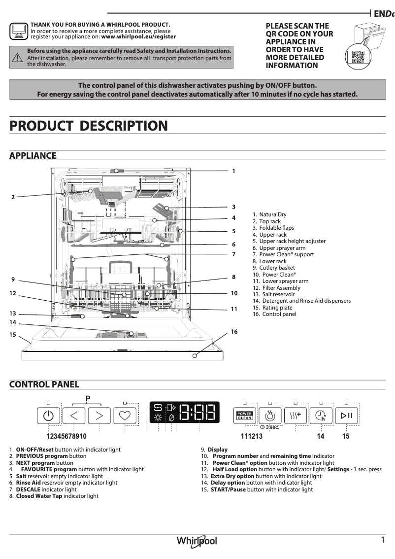 Page 1 de la notice Manuel utilisateur Whirlpool WH8IPB14AM6L0