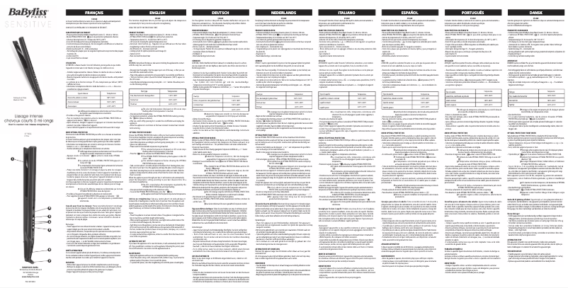Page 1 de la notice Manuel utilisateur BaByliss Sensitive ST450E