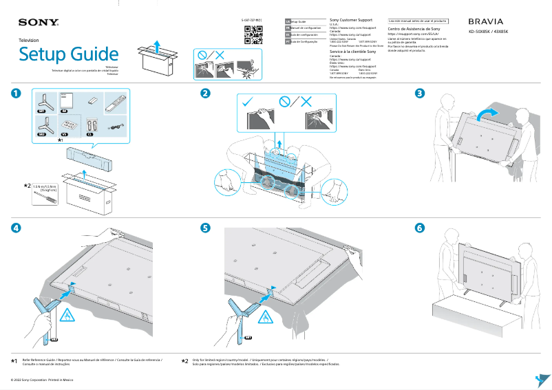 Page n°1 - Guide d'installation Sony KD-43X85K