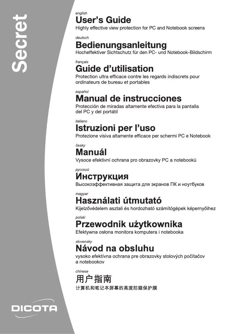 Page 1 de la notice Manuel utilisateur Dicota D30132