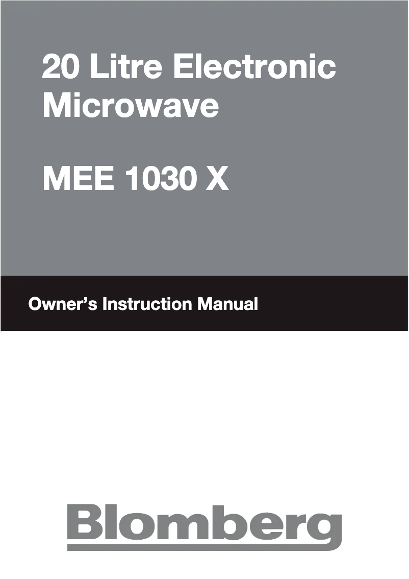 Page 1 de la notice Manuel utilisateur Blomberg MEE 1030