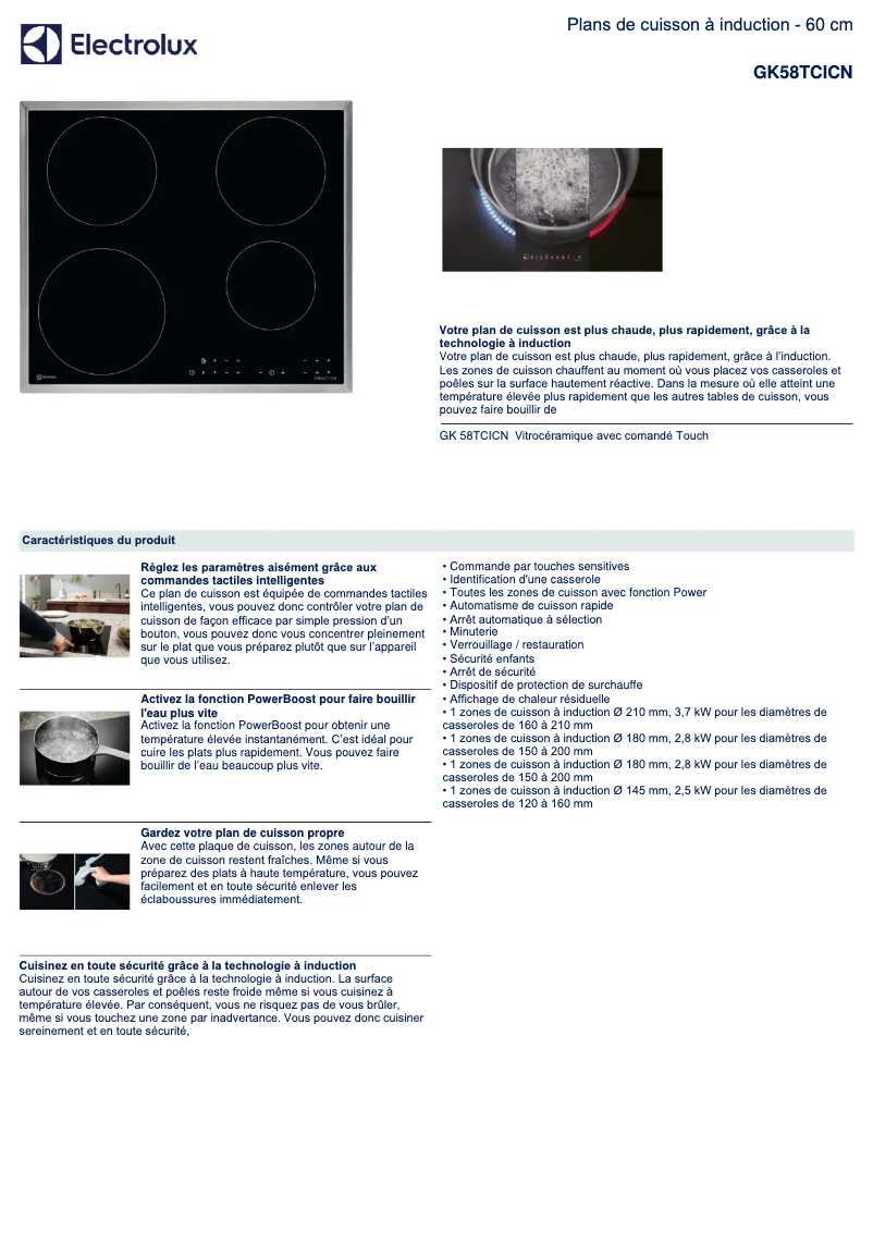 Page n°1 - Fiche technique Electrolux GK58TCICN