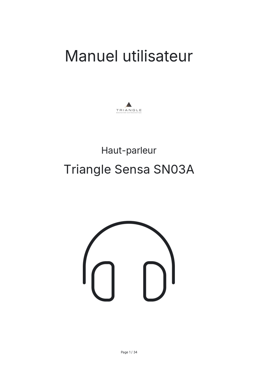 Page n°1 - Manuel utilisateur Triangle Sensa SN03A