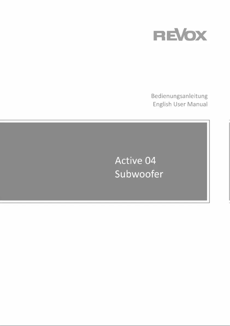 Page 1 de la notice Manuel utilisateur Revox Bass S04 Active