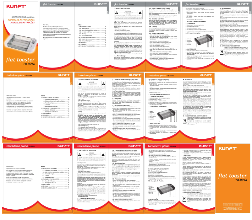 Page n°1 - Manuel utilisateur Kunft TB-009A