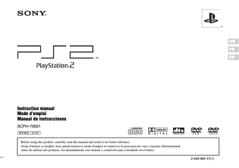 Image de la première page du manuel de l'appareil PS2