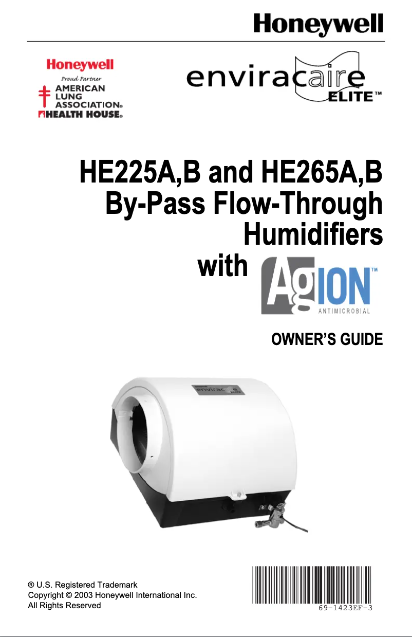 Page n°1 - Manuel utilisateur Honeywell HE225A