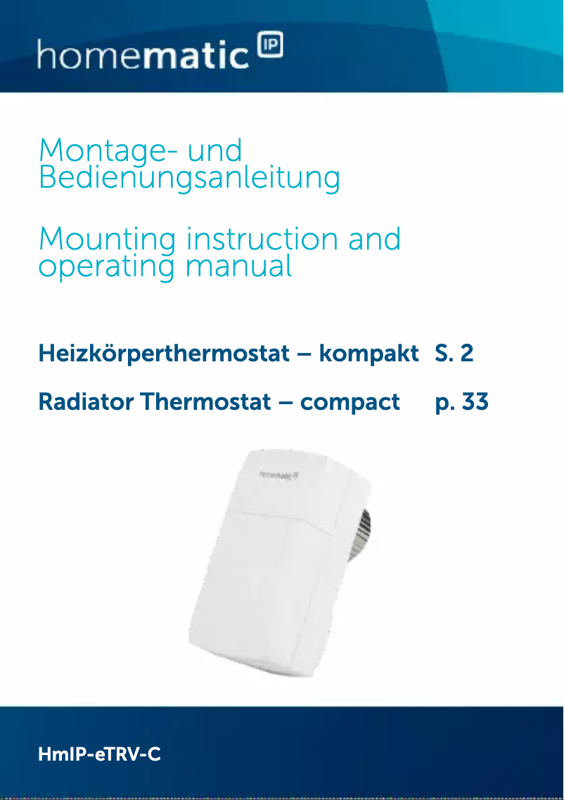 Page 1 of the manual User Manual Homematic IP HmIP-eTRV-C