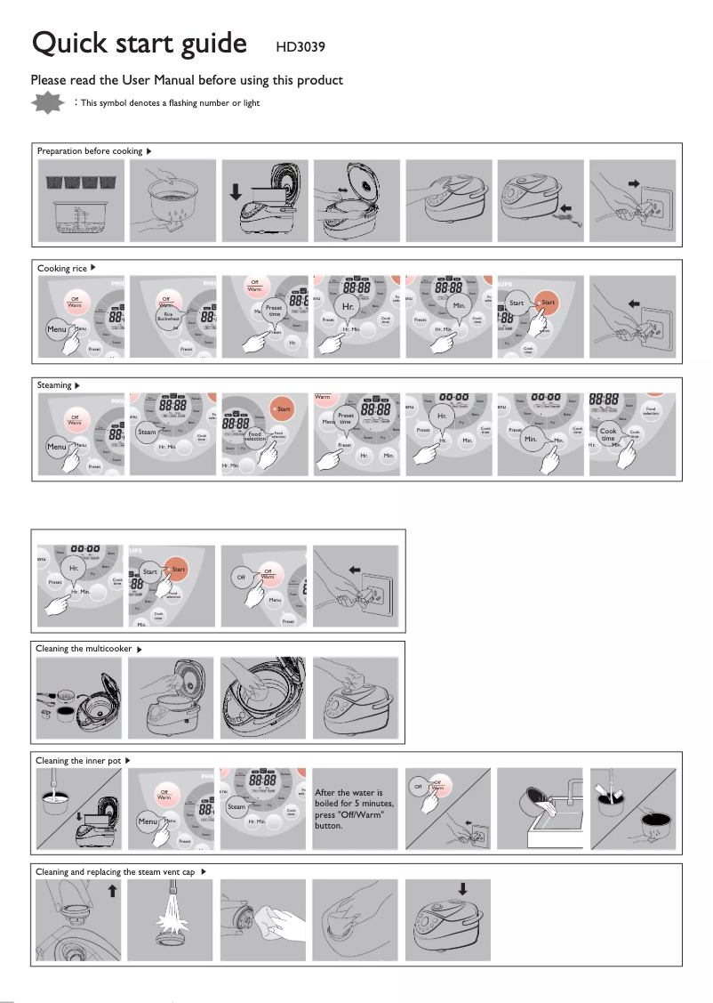 Page n°1 - Guide de démarrage rapide Philips Viva Collection HD3039