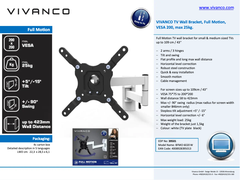Page n°1 - Manuel utilisateur Vivanco BFMO 6020 W