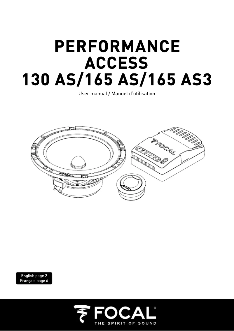 Page 1 de la notice Fiche technique Focal Performance Access 165 AS