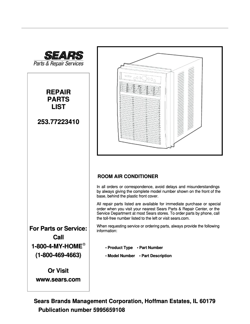 Page 1 de la notice Fiche technique Kenmore 77223
