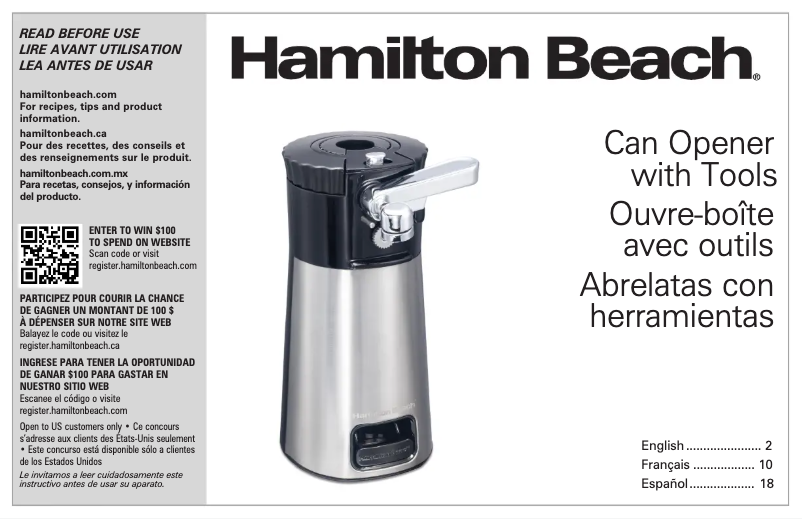 Page n°1 - Manuel utilisateur Hamilton Beach OpenStation 76382