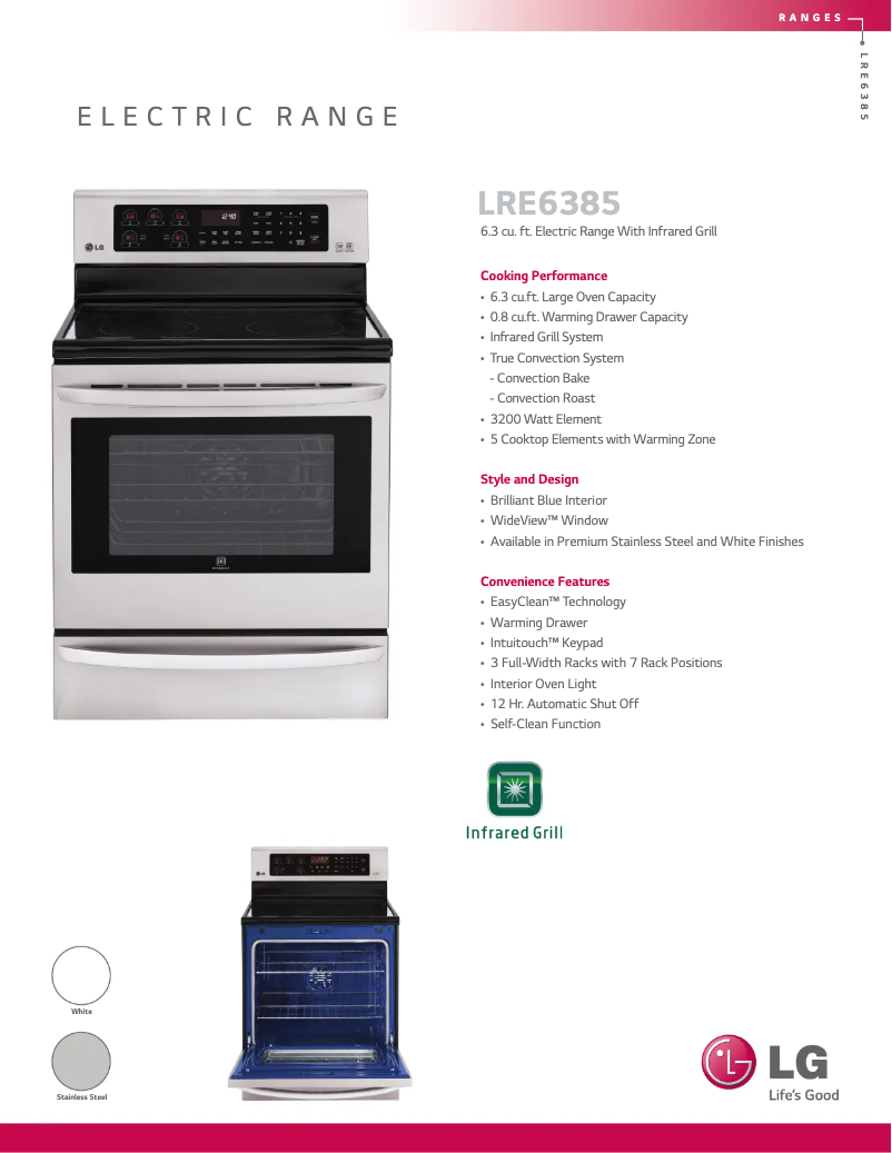 Página 1 del manual Ficha técnica LG LRE6385SW