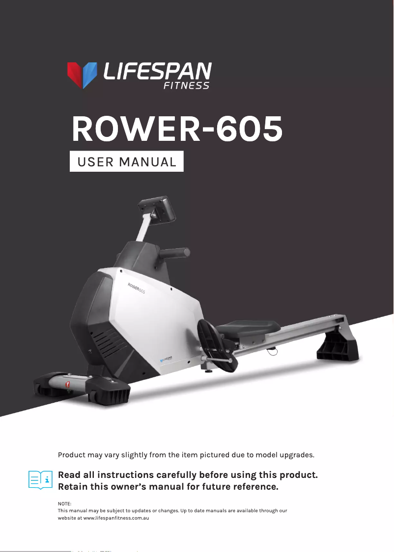 Página 1 del manual Manual de usuario LifeSpan ROWER-605