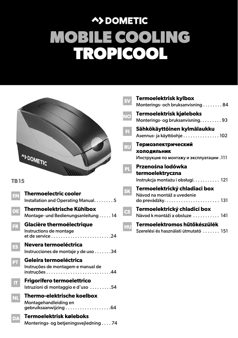 Image de la première page du manuel de l'appareil Bordbar TB08