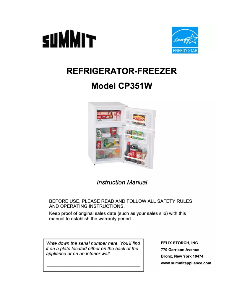 Image de la première page du manuel de l'appareil CP351WLLF2