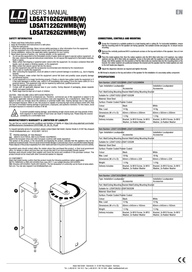 Página 1 del manual Manual de usuario LD Systems SAT 102 G2 WMB