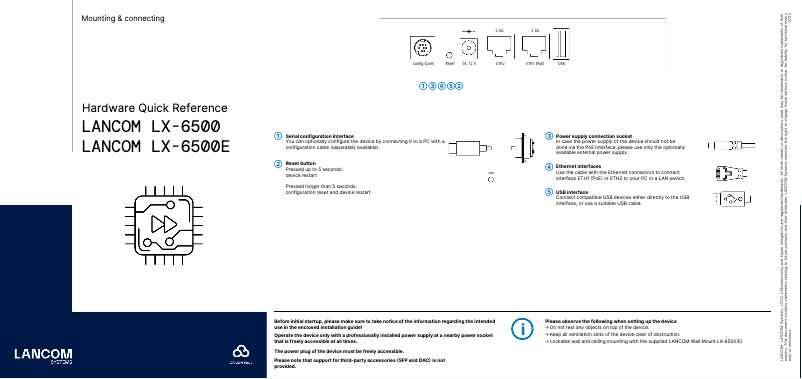 Page 1 de la notice Manuel utilisateur Lancom LX-6500E