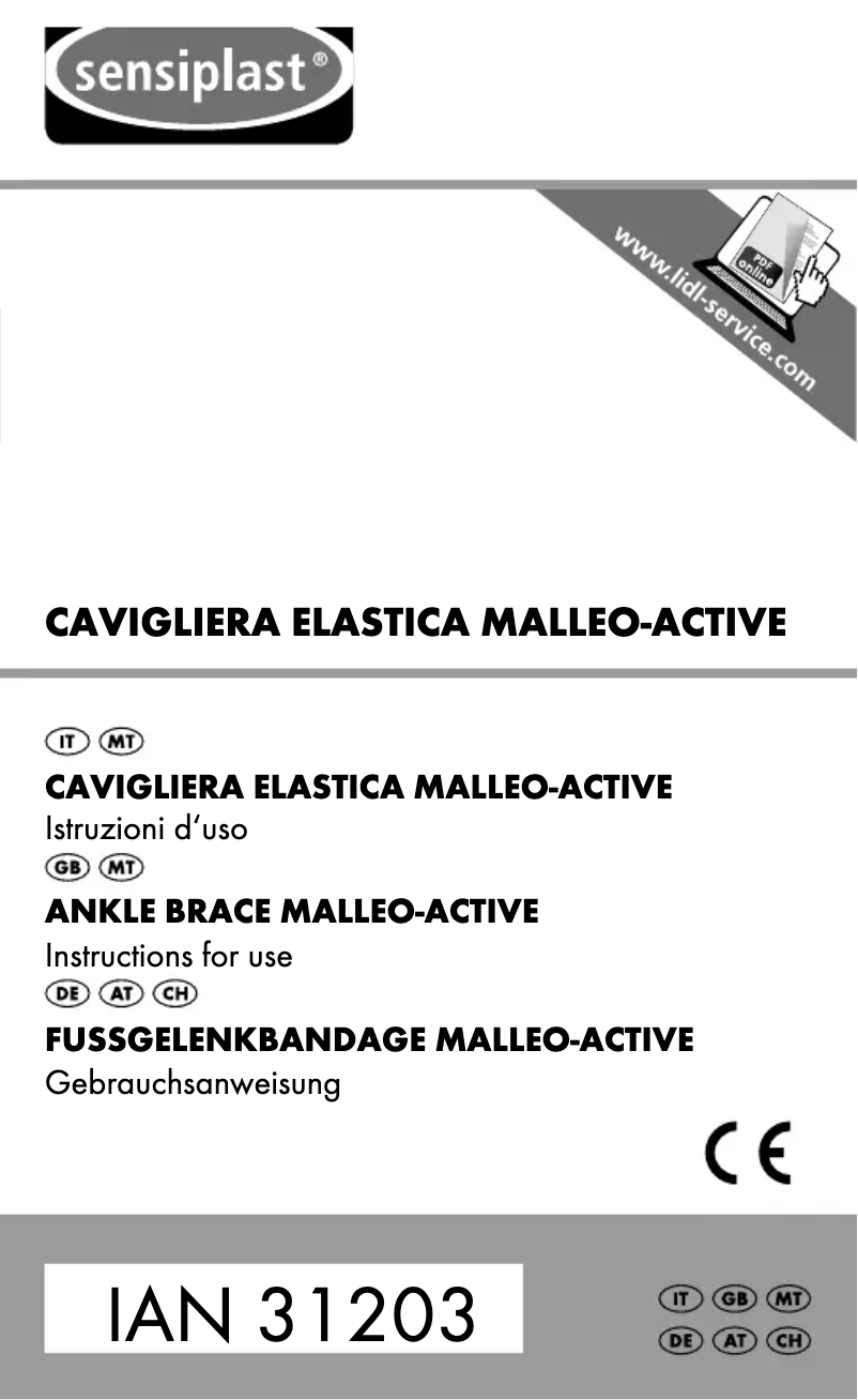 Page 1 of the manual User Manual Sensiplast IAN 031203
