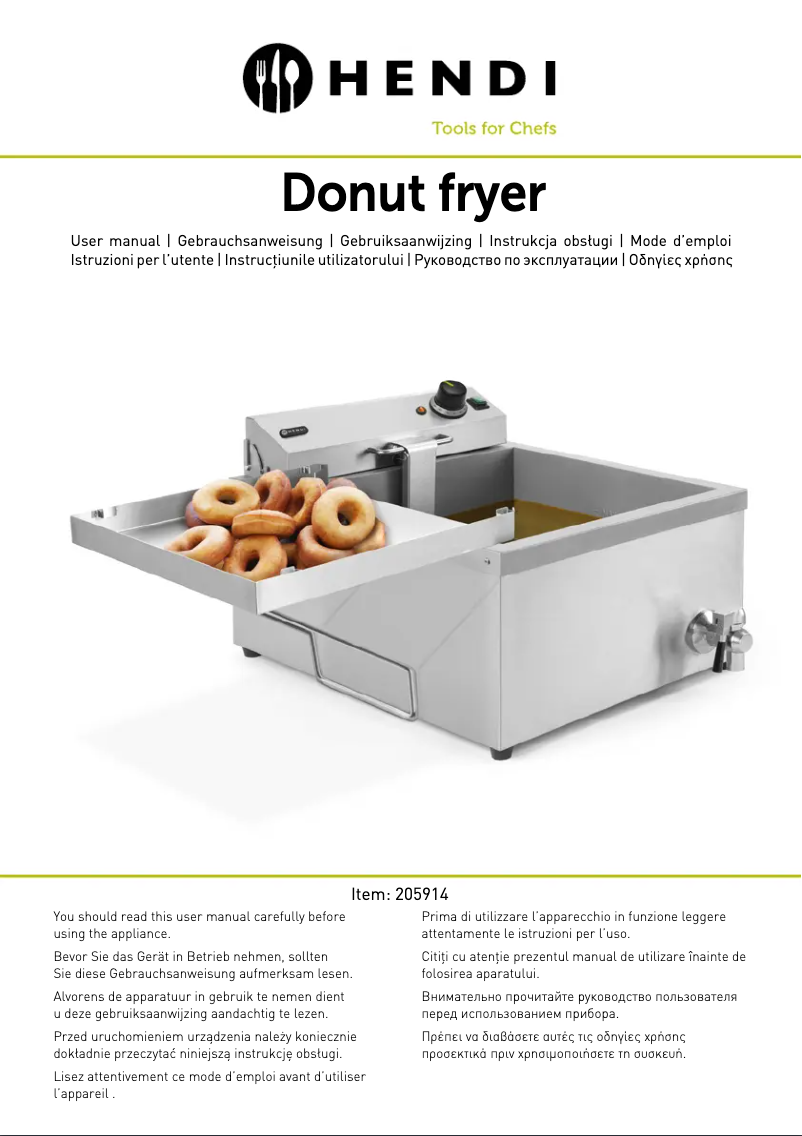 Page 1 de la notice Fiche technique Hendi Electric Donut Fryer 205914