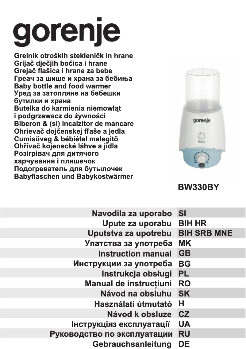 Page n°1 - Manuel utilisateur Gorenje BW330BY