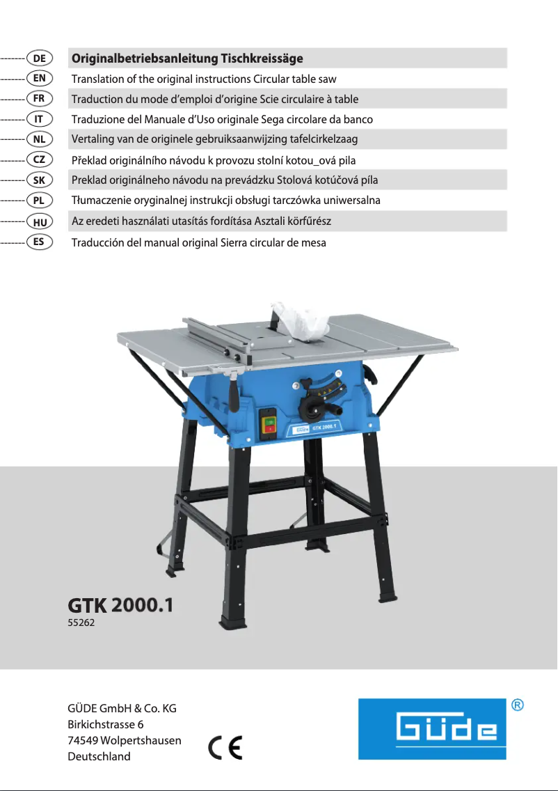 Page n°1 - Manuel utilisateur Güde GTK 2000.1