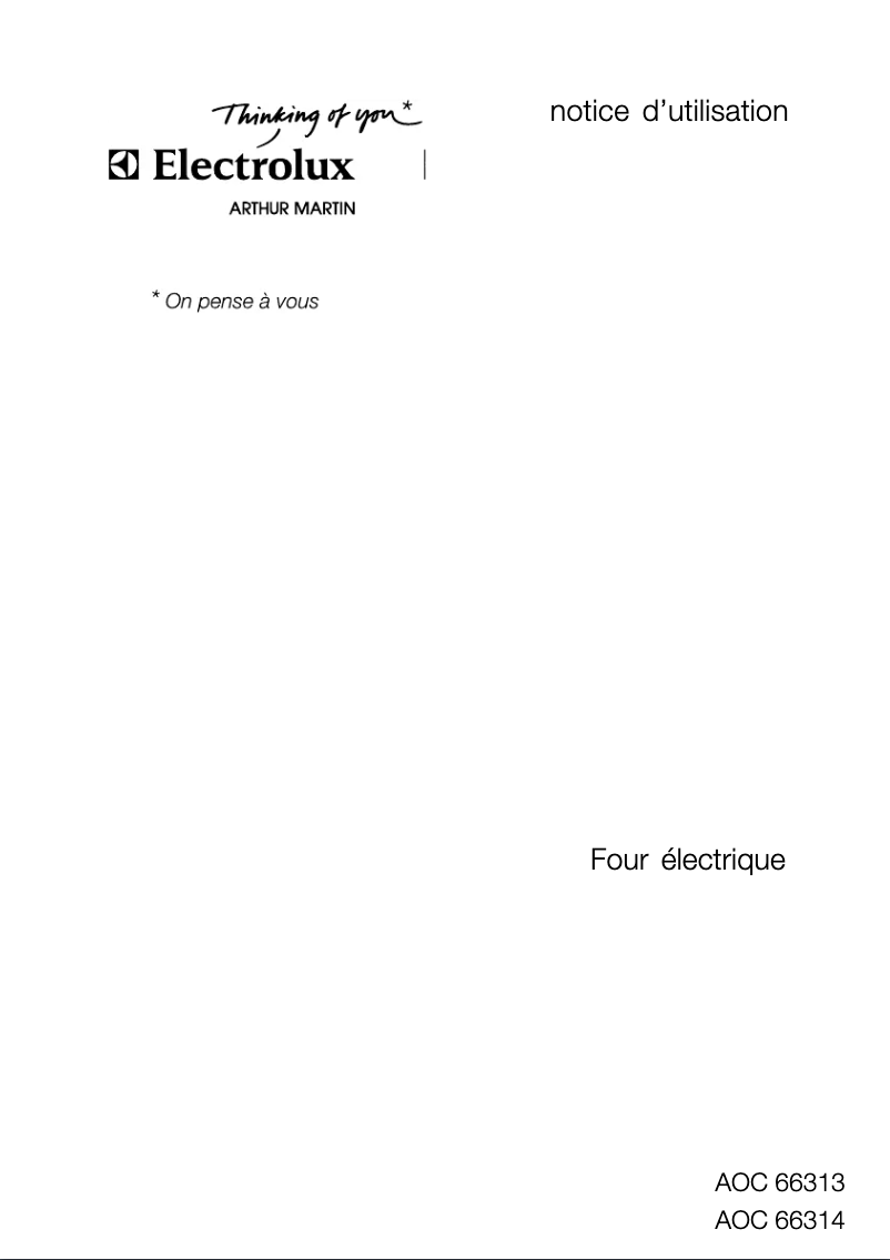 Page 1 de la notice Manuel utilisateur Arthur Martin-Electrolux AOC 66314 X