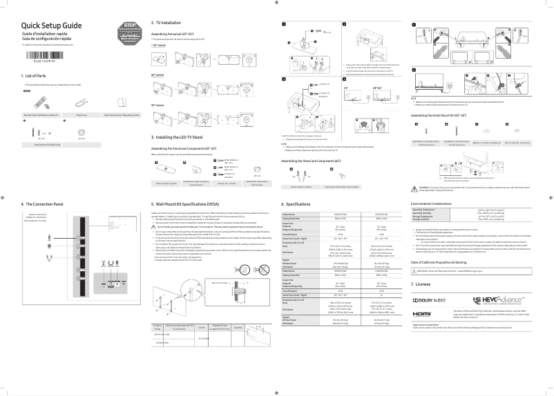 Page 1 de la notice Manuel utilisateur Samsung HG43NT678UF