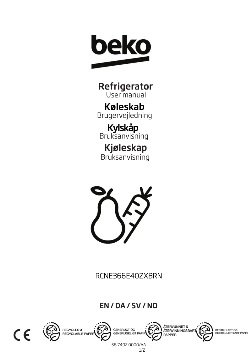 Image de la première page du manuel de l'appareil RCNE366E40ZXBRN