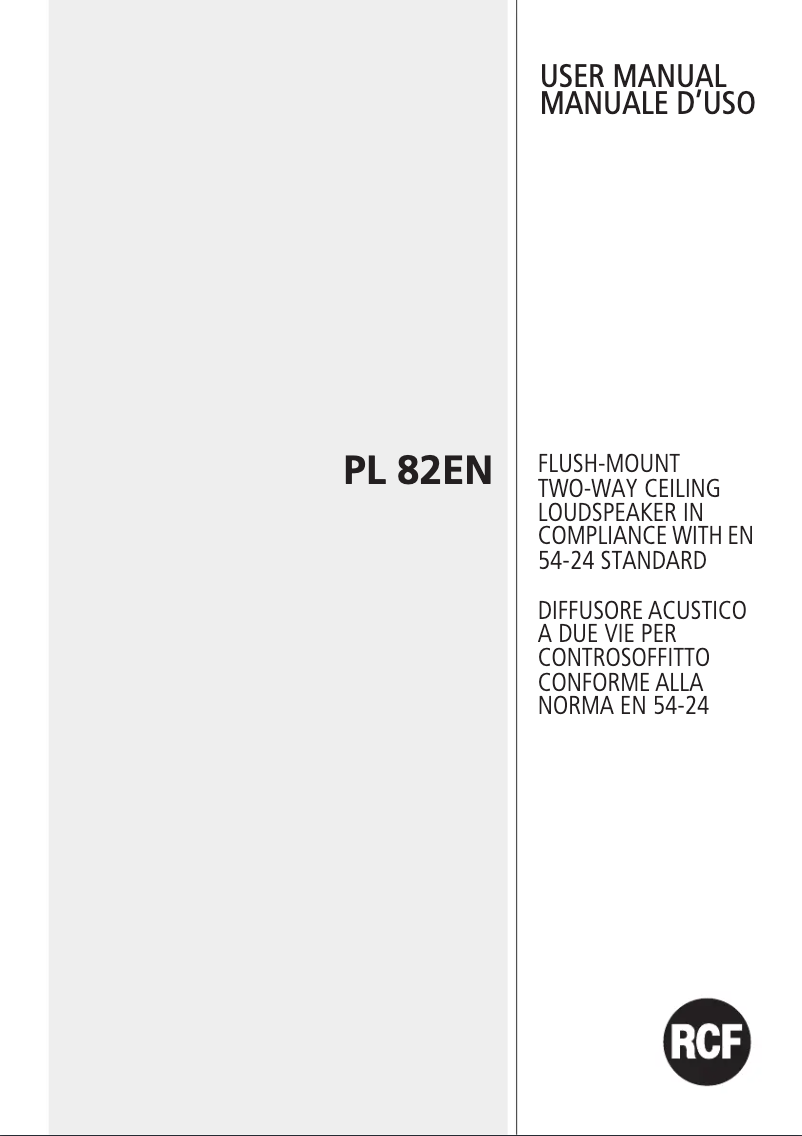 Page 1 de la notice Manuel utilisateur RCF PL 82EN