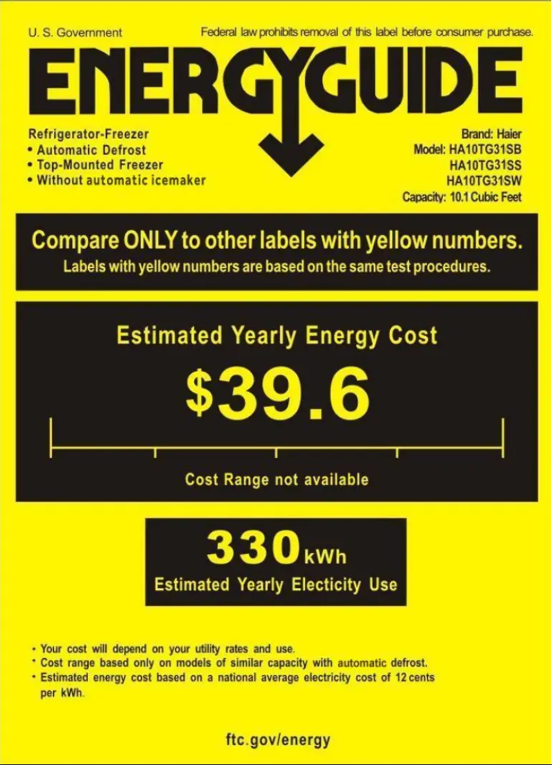 Page 1 de la notice Label énergétique Haier HA10TG31SS