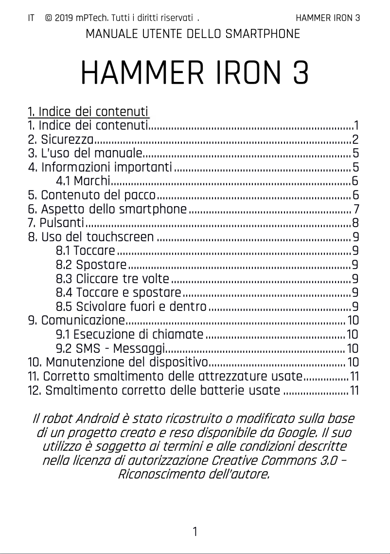 Page 1 de la notice Manuel utilisateur Hammer Iron 3