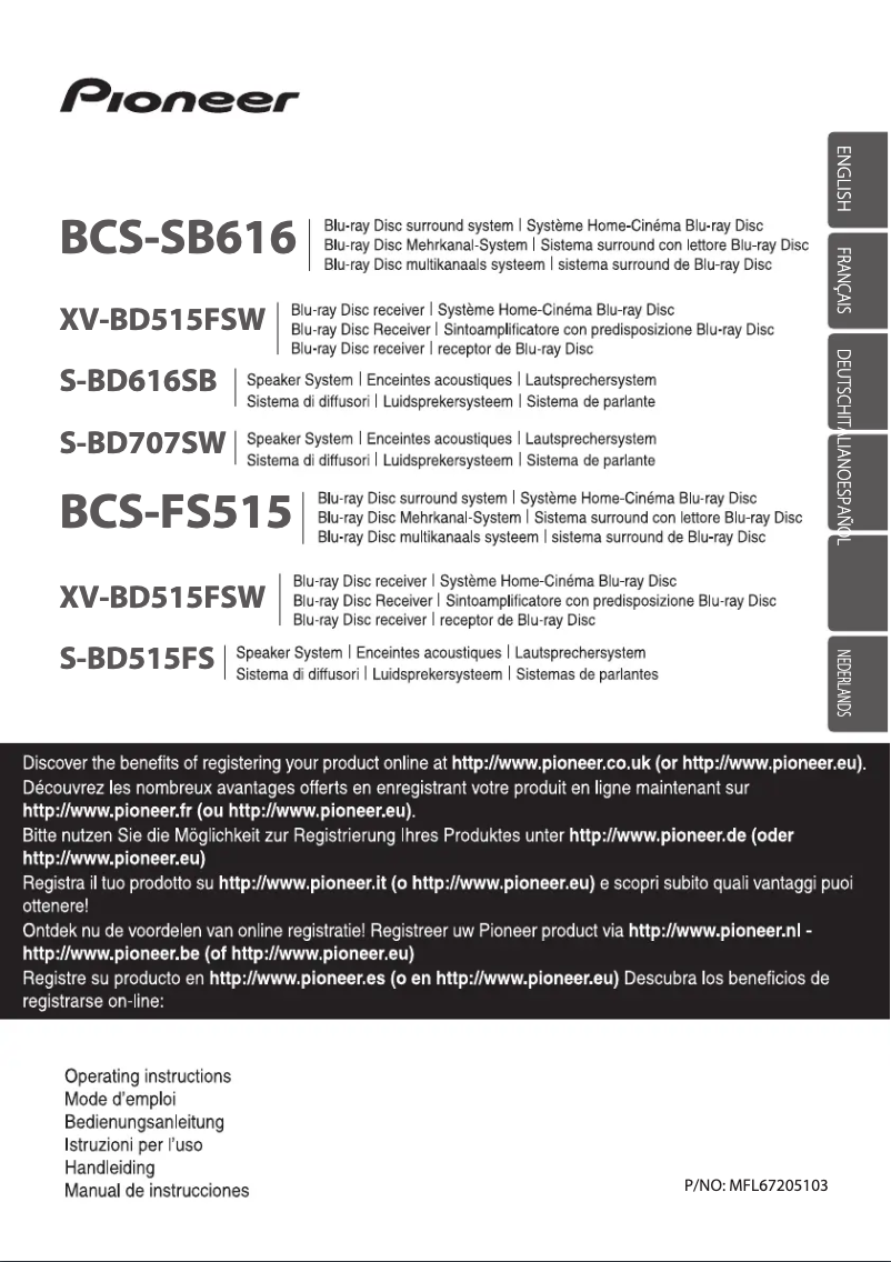 Page 1 of the manual User Manual Pioneer S-BD616SB