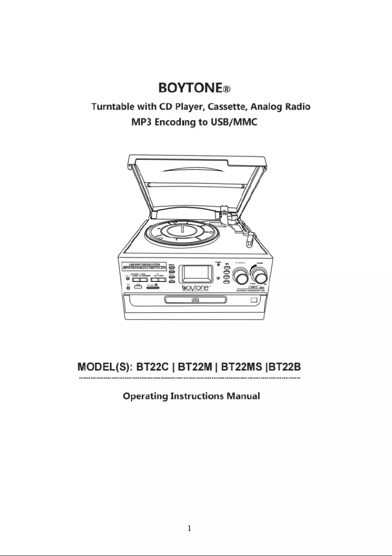 Page n°1 - Manuel utilisateur Boytone BT-22MS