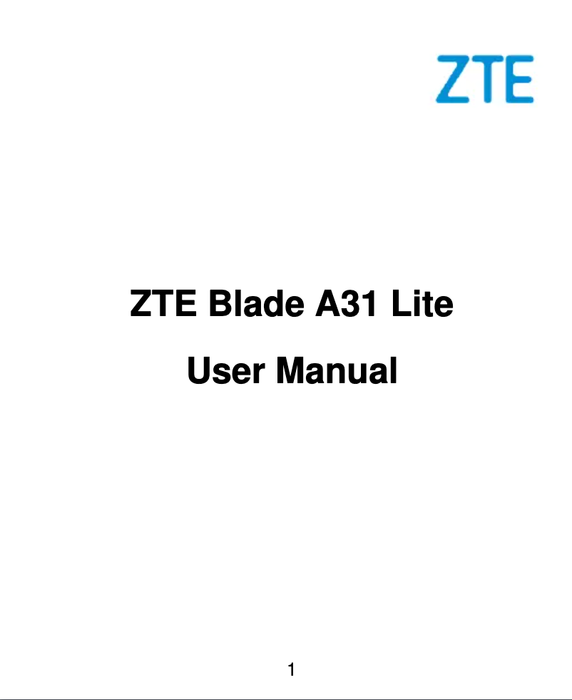 Image de la première page du manuel de l'appareil Blade A31 Lite