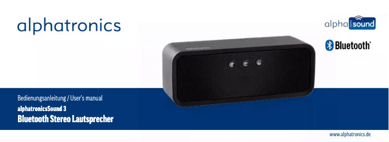 Page n°1 - Manuel utilisateur Alphatronics Sound 3