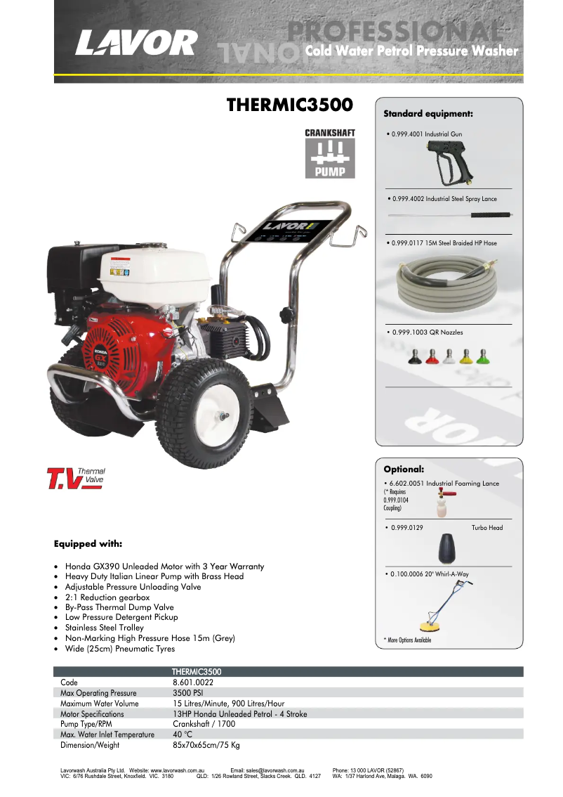 Page 1 de la notice Manuel utilisateur Lavorwash THERMIC3500