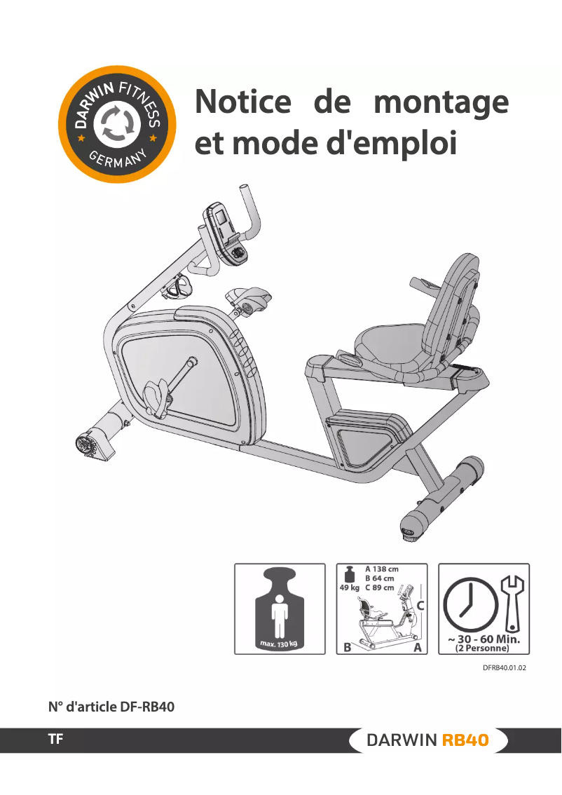 Page 1 de la notice Manuel utilisateur Darwin RB40